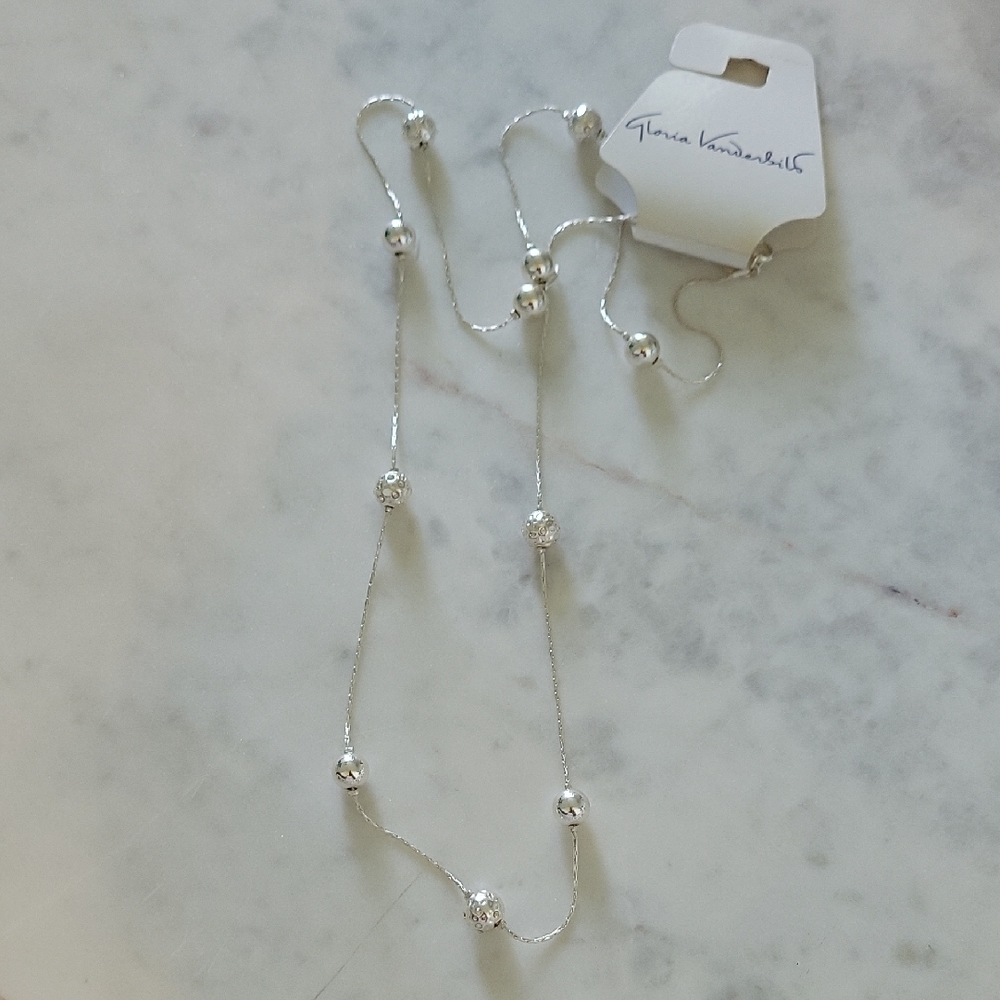 Gloria Vanderbilt Silver Beaded Necklace